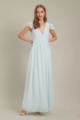 Dorothy Perkins Angel Sleeve Chiffon Maxi​ Bridesmaid Dress Mint Green