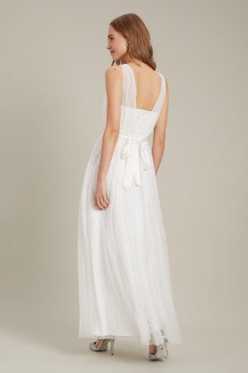 Dorothy Perkins Embellished Tulle Wrap Bridesmaid Dress​ White