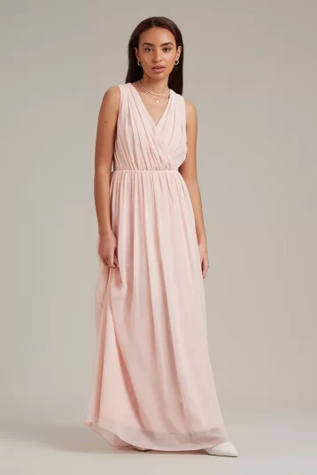 Dorothy Perkins Petite Sleeveless Wrap Chiffon Maxi Dress Blush Pink