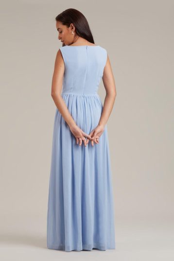 Dorothy Perkins Petite Sleeveless Wrap Chiffon Maxi Bridesmaid Dress Light Blue