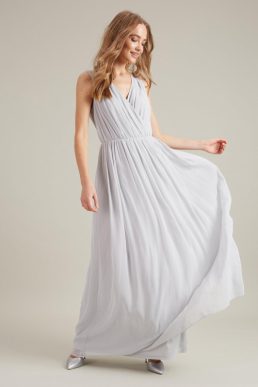 Dorothy Perkins Sleeveless Chiffon Maxi Bridesmaid Dress Light Grey