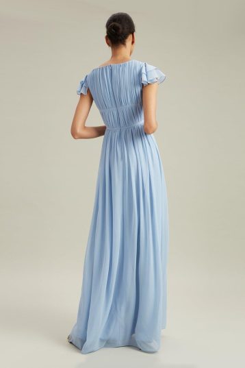 Dorothy Perkins Tall Angel Sleeve Pleated Chiffon Maxi Dress Light Blue