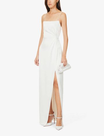 Jenny Yoo Lorena straight-neck satin maxi wedding dress Ivory