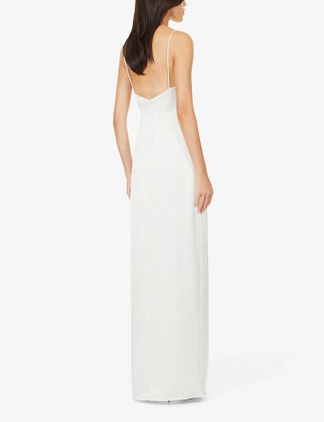 Jenny Yoo Lorena straight-neck satin maxi wedding dress Ivory