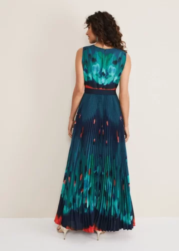 Phase Eight Adriana Print Maxi Dress Malachite Blue Multi