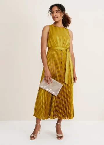 Phase Eight Beverley Jacquard Stripe Midaxi Dress Chartreuse Yellow