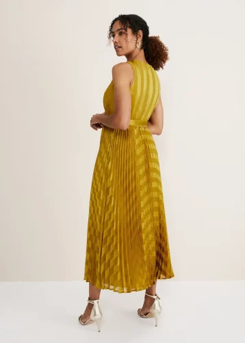 Phase Eight Beverley Jacquard Stripe Midaxi Dress Chartreuse Yellow