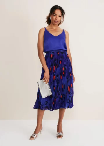 Phase Eight Phase Eight Clarisse Print Skirt Cobalt Blue Red Multi