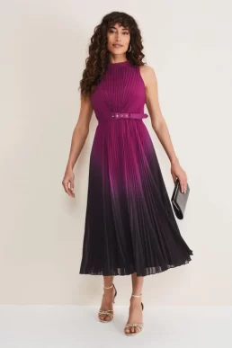 Phase Eight Simara Ombre Midi Dress Orchid Black