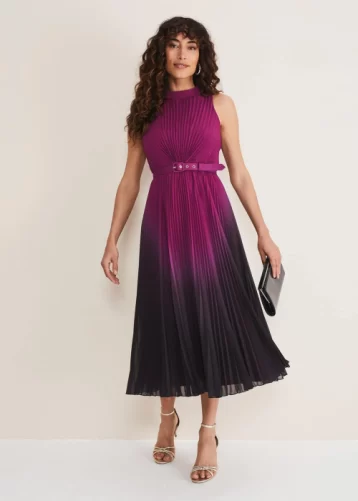 Phase Eight Simara Ombre Midi Dress Orchid Black