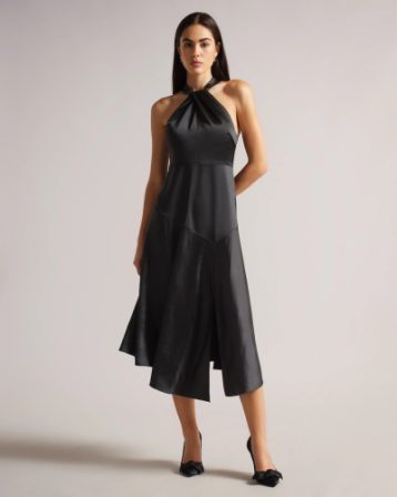 Ted Baker Renon Twist Neck Midi Dress Black