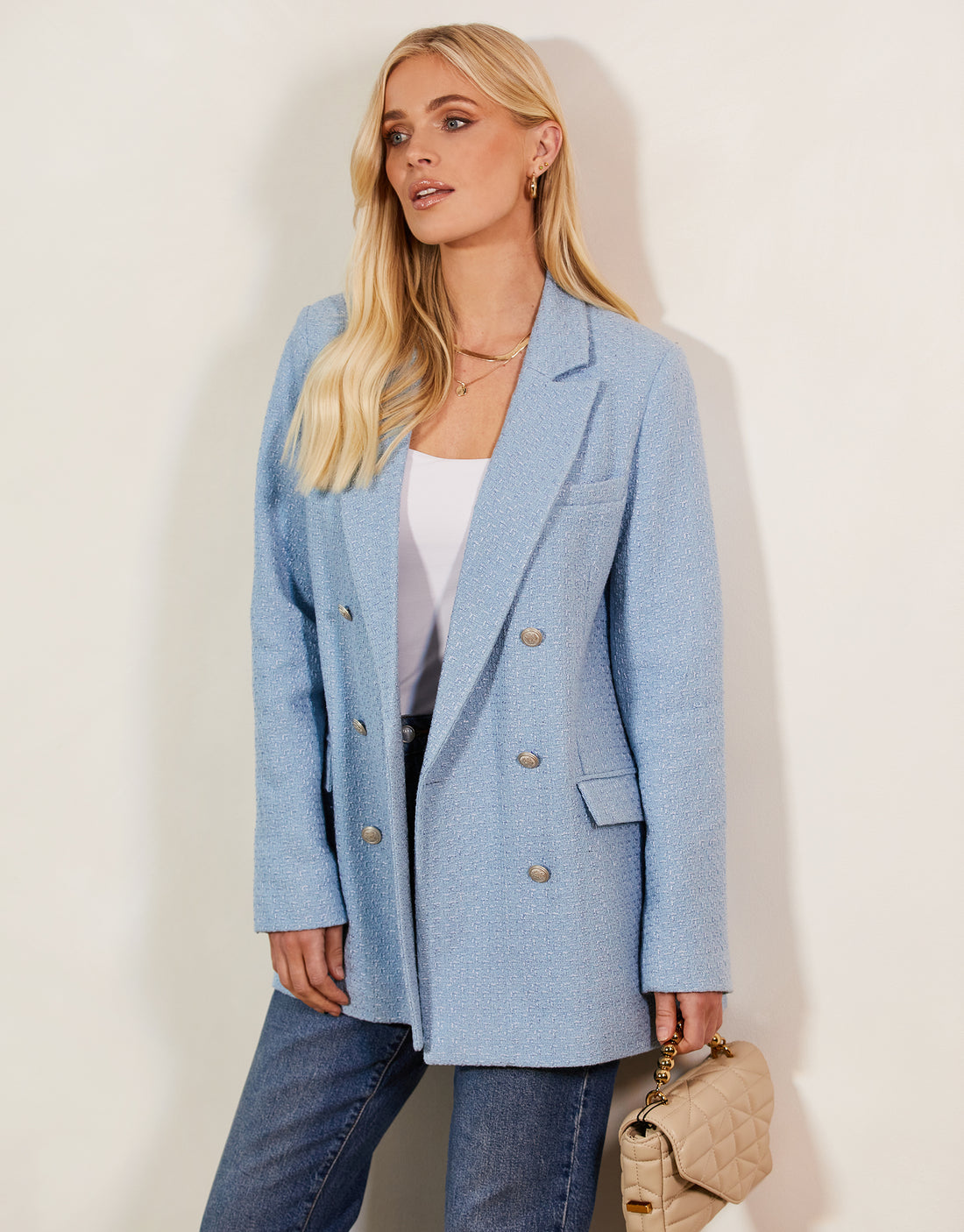 Light Blue Bouclé Blazer £47.99