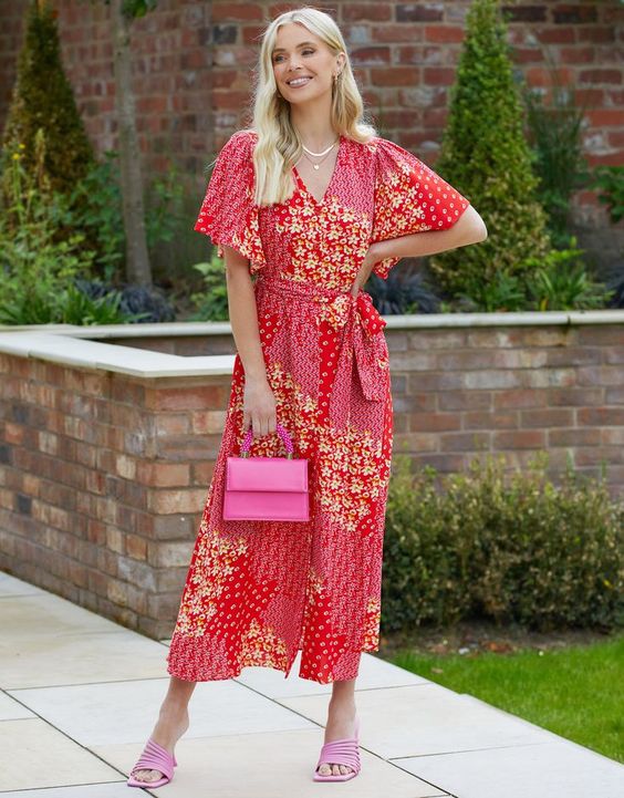 Red Floral Print Midi Dress £35.99