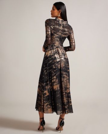 Ted Baker Iggiey Abstract Print Midaxi Dress Black Gold