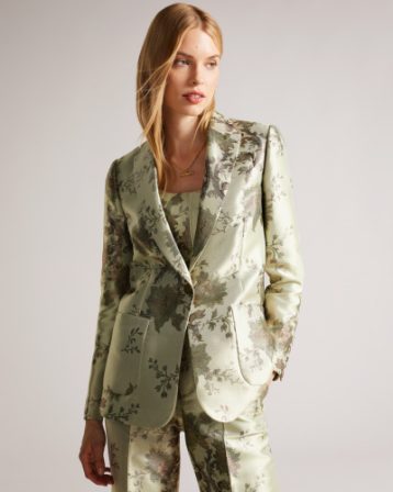 Ted Baker Pierree Jacquard Evening Blazer, Camel Green