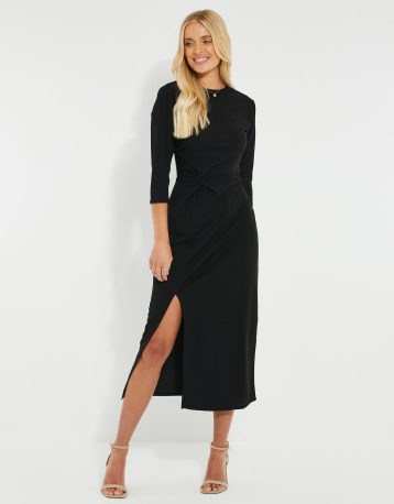 Threadbare Women's Black Side Split Jersey Dress