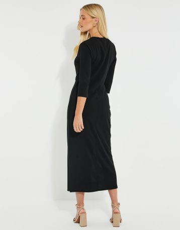 Threadbare Women's Black Side Split Jersey Dress