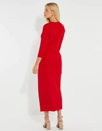 Threadbare Women's Red Side Split Jersey Dress