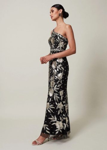 Phase Eight Serafina Maxi Dress Black Gold