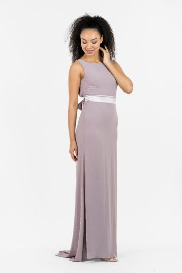 TFNC Halannah Lavender Fog Grey Maxi Bridesmaid Dress