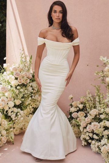 HOUSE OF CB Antoinette tulle and satin wedding dress white