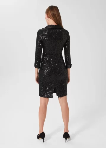 Hobbs Carys Sequin Tux Dress Black