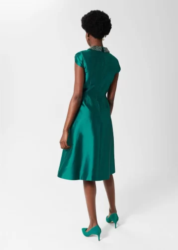 Hobbs Christie Silk Blend Dress Jewel Green