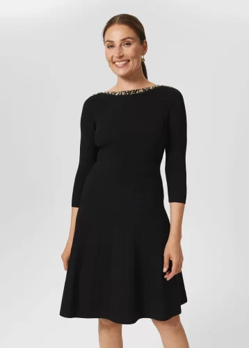 Hobbs Emily Knitted Dress Black