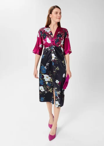 Hobbs Farrah Print Dress Navy Purple