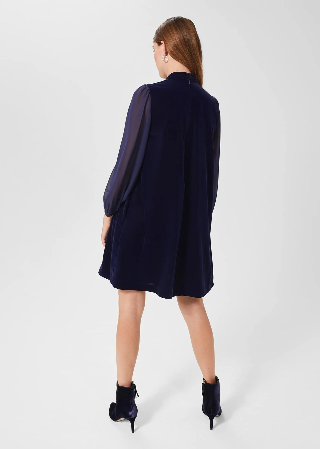 Hobbs Faye Velvet A Line Dress Midnight Navy