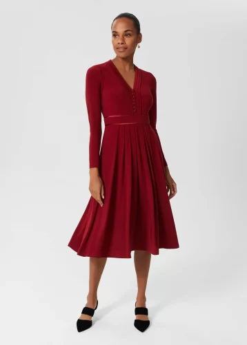 Hobbs Leslie Fit And Flare Dress Red