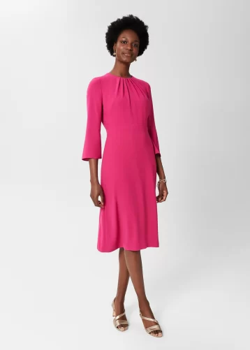 Hobbs Marianne Fit And Flare Dress, Magenta Pink