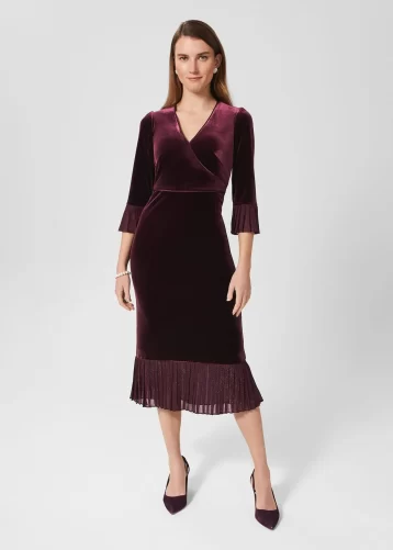 Hobbs Melodie Velvet Shift Dress Mulberry Purple