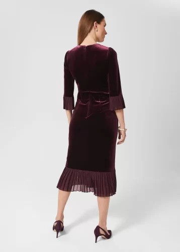 Hobbs Melodie Velvet Shift Dress Mulberry Purple