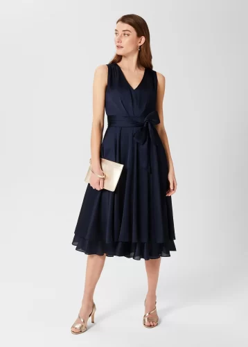 Hobbs Viola Fit And Flare Dress Midnight Navy