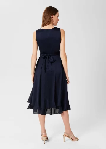 Hobbs Viola Fit And Flare Dress Midnight Navy