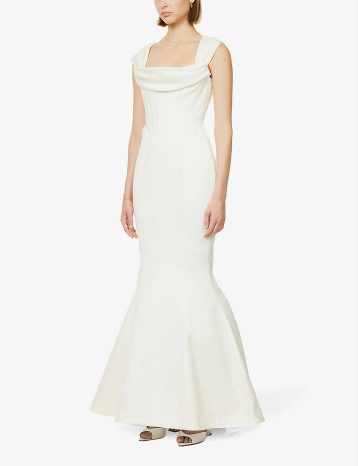 HOUSE OF CB Antoinette tulle and satin wedding dress white