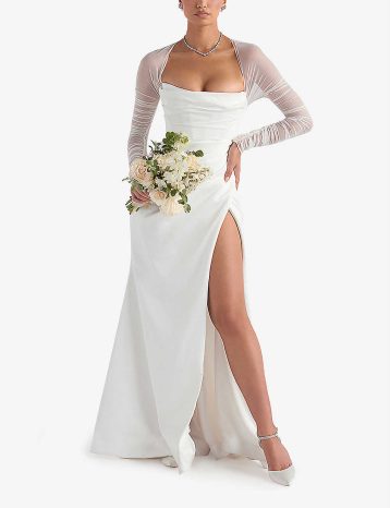 HOUSE OF CB Elise sweetheart-neckline corset-satin bridal gown White