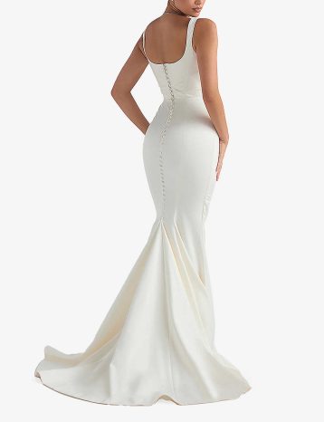 HOUSE OF CB Emilie cowl-overlay satin bridal gown White