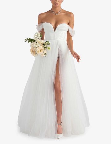 HOUSE OF CB Fairytale off-the-shoulder tulle bridal gown White