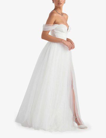 HOUSE OF CB Fairytale off-the-shoulder tulle bridal gown White