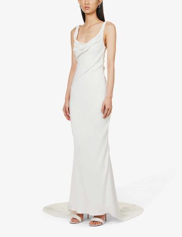 HOUSE OF CB Odette satin maxi bridal dress White