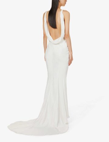 HOUSE OF CB Odette satin maxi bridal dress White