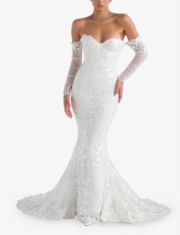 HOUSE OF CB Isabelle floral-lace bridal gown White