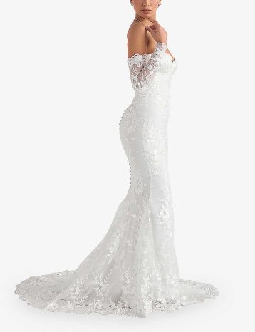 HOUSE OF CB Isabelle floral-lace bridal gown White