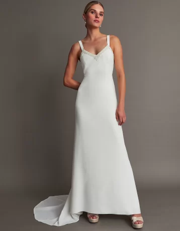 Monsoon Kate pearl trim bridal maxi dress ivory