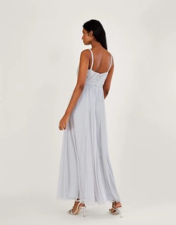 Monsoon Autumn embellished maxi dress in recycled polyester silver