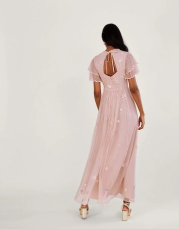 Monsoon Catherine embellished maxi dress with recycled polyester pink