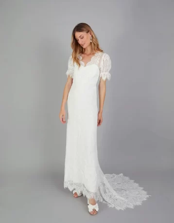 Monsoon Elizabeth chantilly lace bridal maxi dress ivory