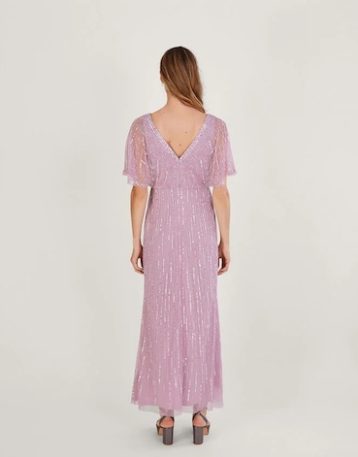 Monsoon Elizabeth embellished maxi dress in recycled polyester mink pink